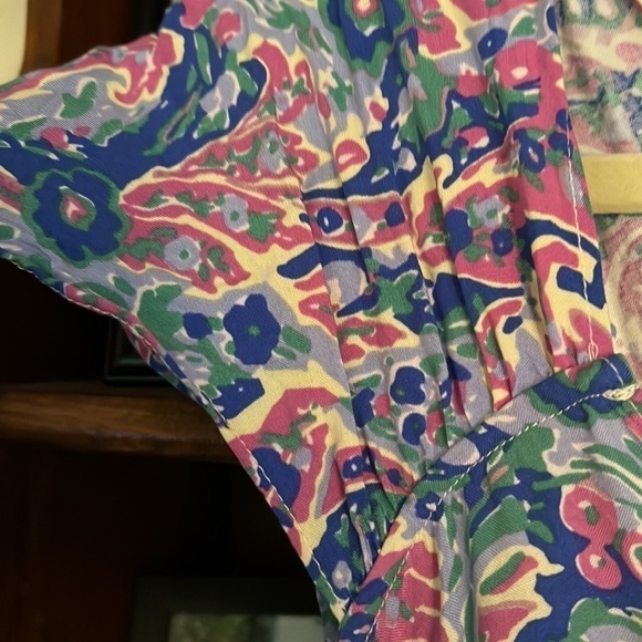 MATILDA JANE In the Maze Asymmetrical Blue/Pink/Cream Paisley Top, Small, EUC. - Picture 7 of 10